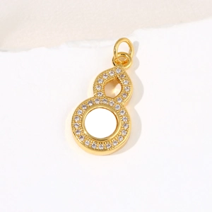 18k gold plated copper gourd pendant with inlaid zircon crystals for jewelry making