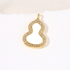 Exquisite 18k gold plated copper Wu Lou pendant with sparkling cubic zirconia pavé