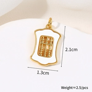 Detailed view of Ruyi abacus pendant with size dimensions 2.1cm and shell inlay