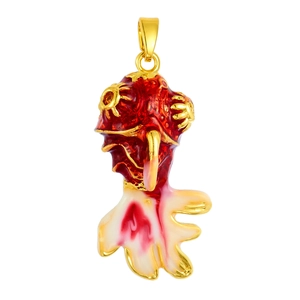 Y2K colorful enamel goldfish pendant necklace in gold metal for women