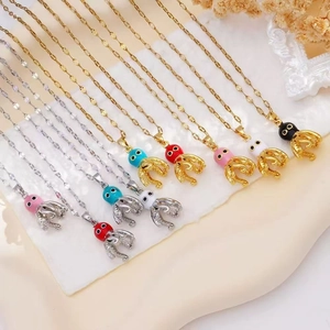 Colorful octopus necklace with 18k gold plating and micro-set zircon charms for DIY jewelry