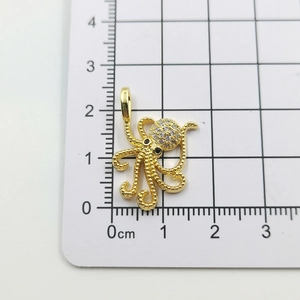 Detailed size measurement of 18k gold plated octopus pendant with micro-set zircon