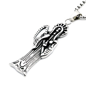 Pendentif Santa Muerte en acier inoxydable rétro avec finition noire et chaîne box