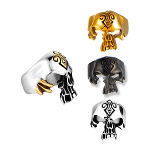 Vintage Gothic Schedel Ring Voor Mannen Roestvrij Staal Zirconia Punk Rock Biker Ring Heavy Metal Sieraden Cadeau