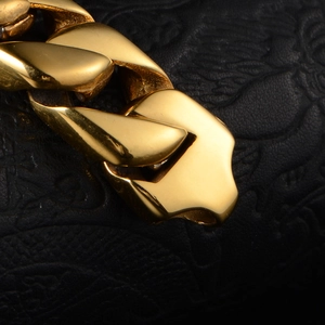 Schweres poliertes Gold-Edelstahl-Panzerarmband für Herren im Punk-Stil
