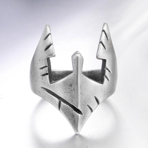 Vintage Antiek Zilver Masker Punk Ring Voor Mannen Gothic Streetwear Roestvrij Stalen Gietring Heavy Metal Rock Biker Sieraden