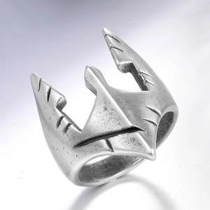 Retro punk titanium stalen masker ring met matte vintage afwerking voor dames en heren