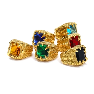 Men's retro eagle claw rings set with dragon scale texture and multi-color gemstones