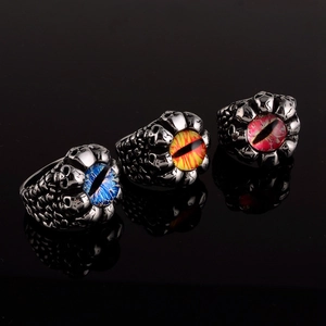 Γοτθικά δαχτυλίδια νεκροκεφαλής με μάτια διαβόλου σε μπλε κίτρινο και κόκκινο ατσάλι