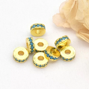 Distanziatori placcati oro 18k con strass blu per la creazione di bracciali fai da te