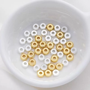 Gold Plated Copper Rondelle Spacer Beads For Jewelry Making Smooth Flat Round Wheel Beads For DIY Bracelet Necklace Craft Findings