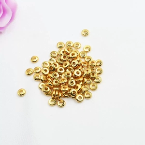 Polished 14k gold plated flat spacer beads for DIY jewelry making and bracelets