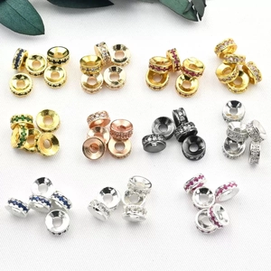 Perles d'espacement rondes plaquées or 18k avec zircon coloré pour bijoux DIY