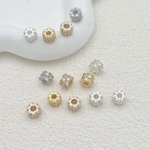 Perles d'Espacement en Cuivre et Zirconia Flocon de Neige pour Accessoires de Bijoux DIY Bracelet Collier Or Argent Charms