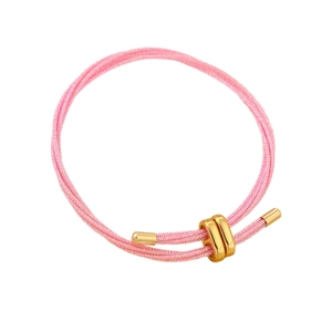 Bracciale regolabile in cordino rosa 3mm con chiusura a otto dorata tipo infinito