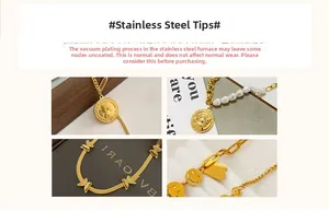 Detail of gold-plated bear necklace showing vacuum plating process on stainless steel jewelry