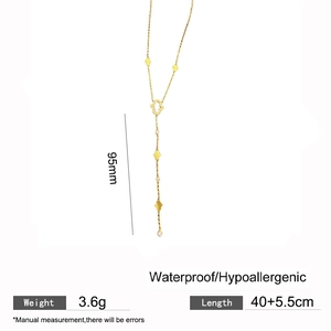 Elegant 18K gold plated Y-necklace with clover pendants and crystal stones