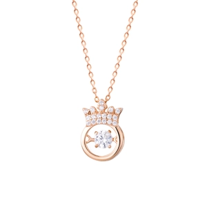 Rose gold crown necklace with dancing stone centerpiece and sparkling crystals
