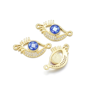 Χρυσό μενταγιόν Evil Eye με μπλε πέτρα και ζιργκόν για κατασκευή κοσμημάτων