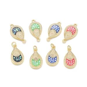 Pendentifs goutte en plaqué or 18K avec mosaïque de nacre et détails en zircone