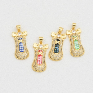Ciondolo a Forma di Scarpetta da Ballo in Rame di Moda Zirconia Intarsiata Fiocco Elegante Gioielli Donna per Appuntamenti