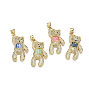 Pendentifs ours plaqués or avec incrustation de coquillages et zircons cubiques
