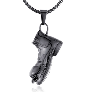 Heren punk stijl zwarte roestvrijstalen werkschoen hanger ketting met schakelketting