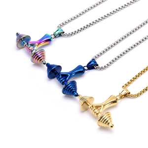 Stainless Steel Dumbbell Pendant Necklace For Men Women Fitness Gym Jewelry Punk Box Chain Dumbbell Pendant Necklace Gift