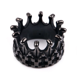 Gothic style black crown ring for men made of high quality vintage stainless steel