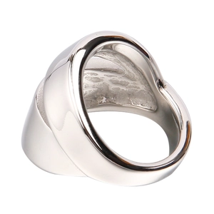 Polished silver titanium steel bottle opener ring with minimalist streamlined design