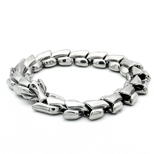 Pulsera Punk de Acero de Titanio para Hombre Hueso de Dragón Cadena de Escamas de Dragón Vintage con Cierre de Cabeza de Dragón