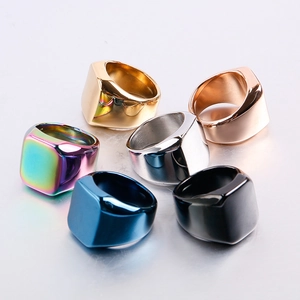 Anillos de sello cuadrados minimalistas para hombre en oro, plata, negro y colores