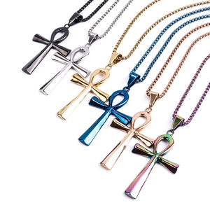 Halskette Aus Edelstahl Mit Ankh-Kreuz-Anhänger Vintage Ägyptisches Lebenssymbol Schmuck Für Herren Damen Punk Rock Polierte Charm-Geschenk