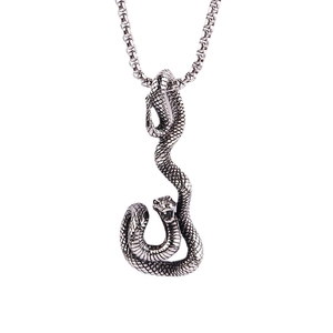 Vintage roestvrijstalen slang hanger ketting voor heren in punk-stijl