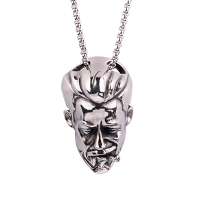 Retro Edelstahl Halskette Mit Rauchendem Männerkopf-Anhänger Hip Hop Punk Rock Stil Schmuck Für Herren