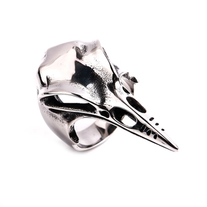 Gothic Punk Bird Skull Ring For Men Vintage Titanium Steel Crow Raven Head Bone Jewelry Personalized Biker Ring Gift