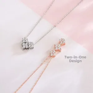 Collar de corazón de acero de titanio con colgante de trébol convertible en dos acabados