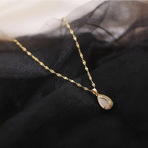 Tulip Pendant Necklace For Women Titanium Steel Lip Chain With Alloy Zirconia Flower Charm Gold Rose Gold Jewelry Gift