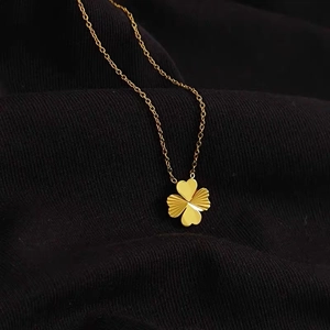 Fashion Titanium Steel Four Leaf Clover Pendant Necklace For Women Gold Silver Plated Elegant Lucky Flower Choker Jewelry