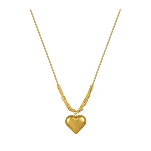 Elegante collana cuore in acciaio al titanio dorato con ciondoli a cubo minimalisti