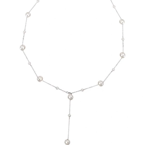 Elegante Y-vormige parelketting in zilveren afwerking met minimalistisch kettingontwerp