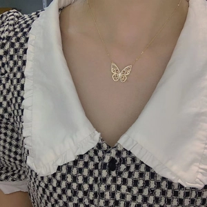 Elegante 18k vergulde vlinder hanger ketting met fonkelende zirkonia stenen voor dames