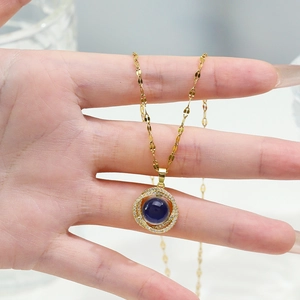 Temperature Sensing Color Changing Pendant Necklace Titanium Steel Gold Plated Rhinestone Bird Nest Fox Heart Jewelry