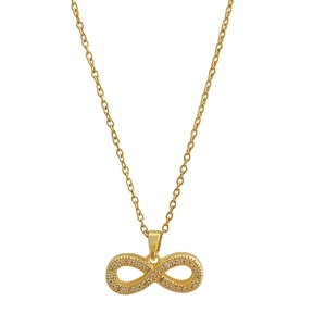 Gold plated titanium steel infinity necklace featuring micro-set sparkling cubic zirconia