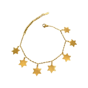 Modisches goldenes Stern-Armband mit sieben Sternen und verstellbarem Karabinerverschluss
