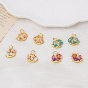Enamel rocking horse pendants for DIY jewelry making in multiple pastel colors