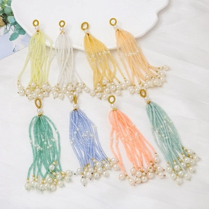 Colgantes de borlas de cuentas hechas a mano con mostacillas y perlas para joyas
