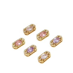 18K vergoldete Vintage-Hohlperlen mit Kristallen und bunten Edelsteinen für Schmuck