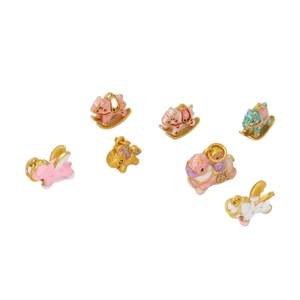 3D enamel rocking horse and Pegasus charms in gold plating for DIY jewelry making