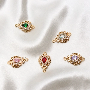 Water drop zircon pendants in copper gold plating for DIY jewelry making and earrings